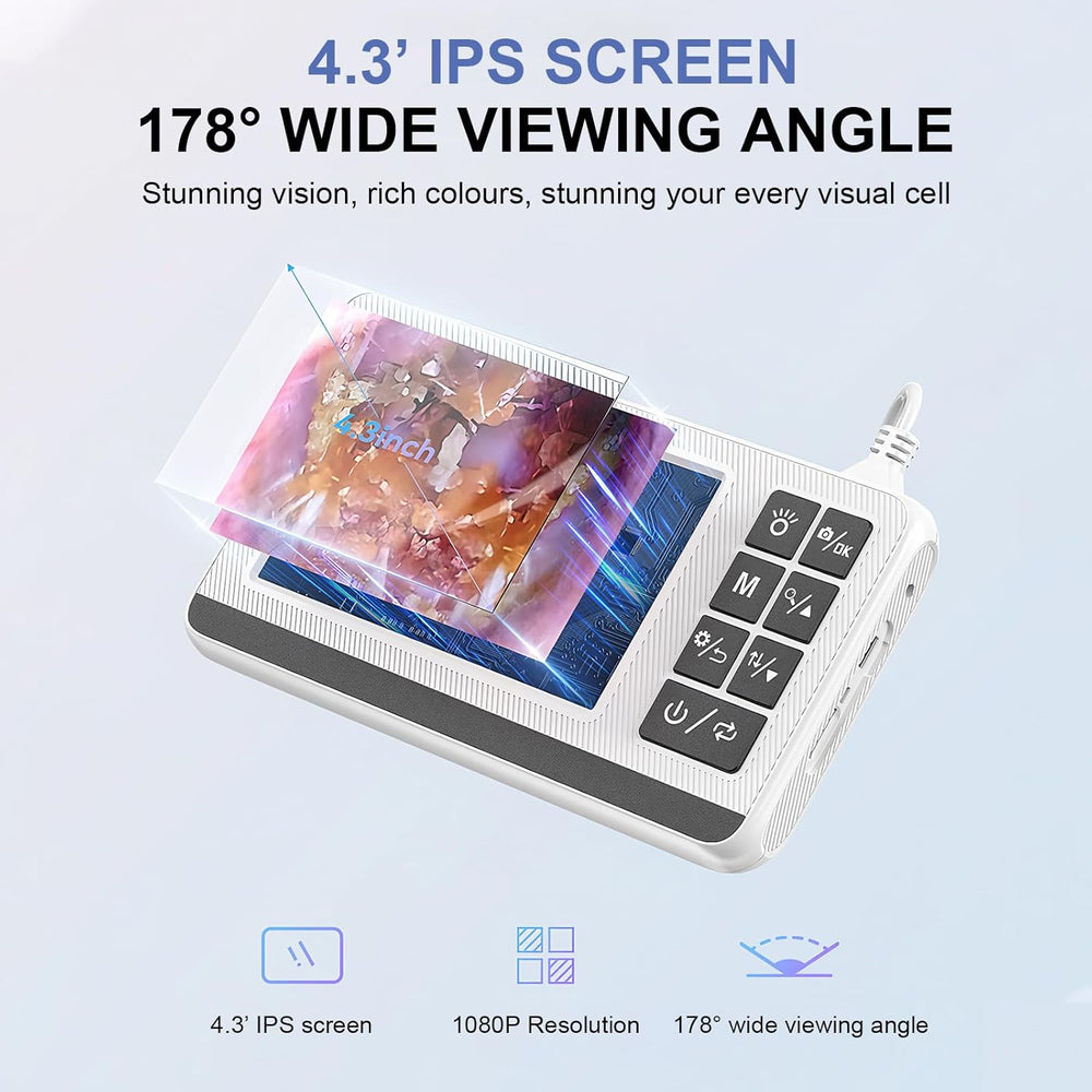 Unisex digitale otoscoop voor thuisgebruik met 4.3-inch HD scherm, ideaal voor oorhygiëne.