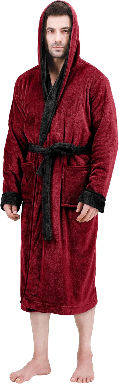Heren fleece badjas Harry, comfortabel en warm met capuchon, ideaal voor winterdagen.