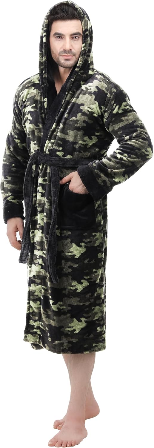 Ontspannende heren badjas Harry, fleece met capuchon, zacht en comfortabel.