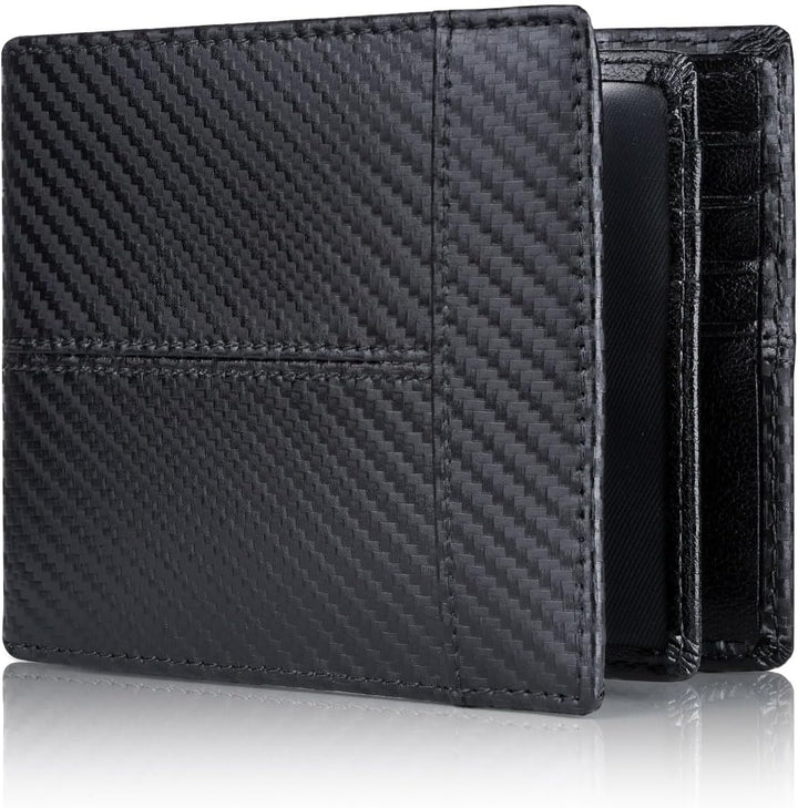 Compacte SlimArmor bifold portemonnee van echt leer voor mannen, biedt RFID-bescherming en stijl.