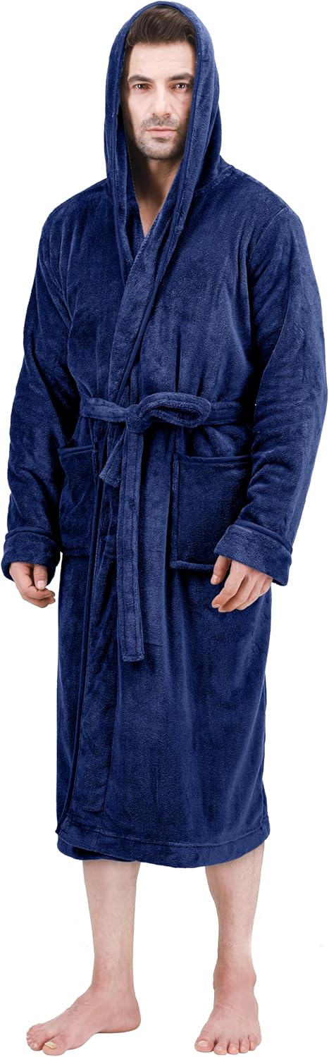 Heren badjas Harry, van zacht fleece, met capuchon, ideaal cadeau voor mannen.