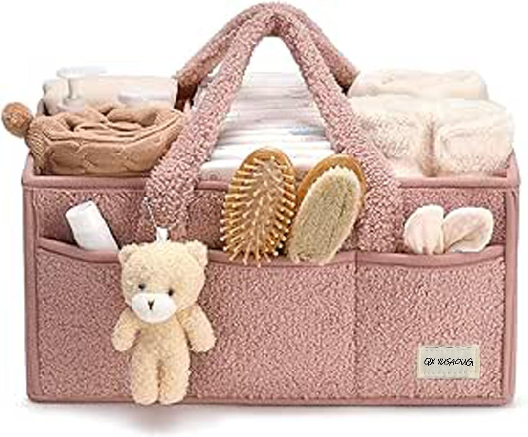 Multifunctionele sherpa luiertas met vakken, handig voor baby's spulletjes.