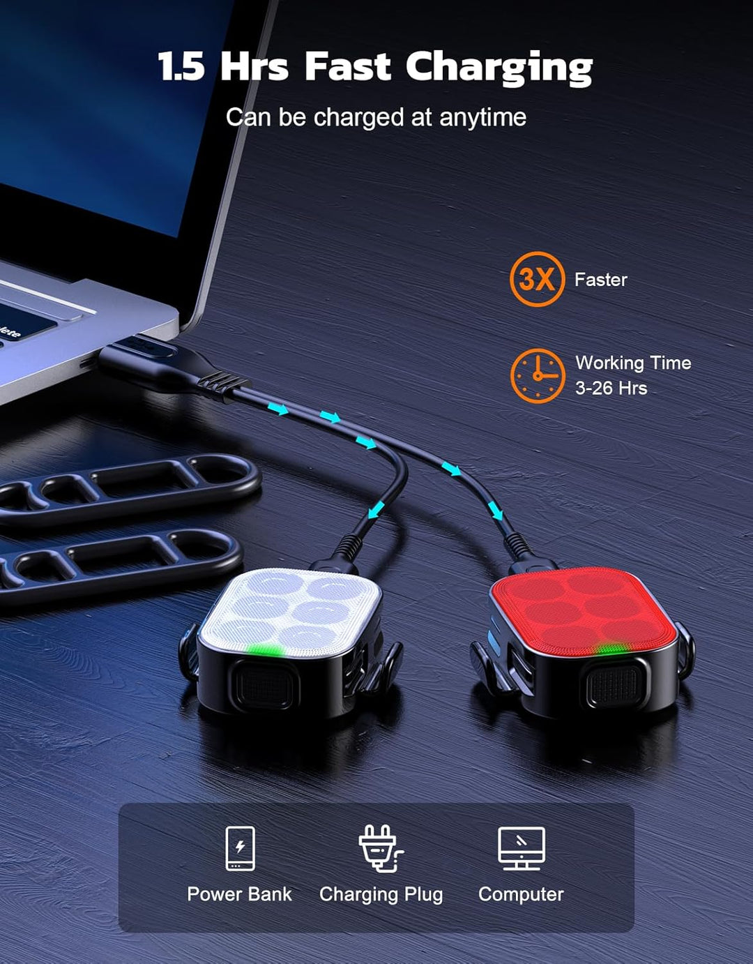 Onmisbare fietsaccessoire: Ultra Slim USB oplaadbare fietsverlichting set. LED voor- en achterlicht.