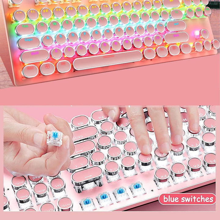 RGB mechanisch gaming toetsenbord (87-toetsen) met duurzame blauwe schakelaars voor gamers.