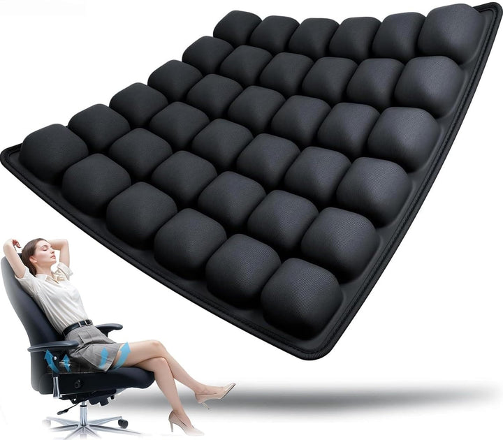 Opblaasbaar AirComfort reiskussen voor ergonomische drukverlichting en comfortabel zitten.