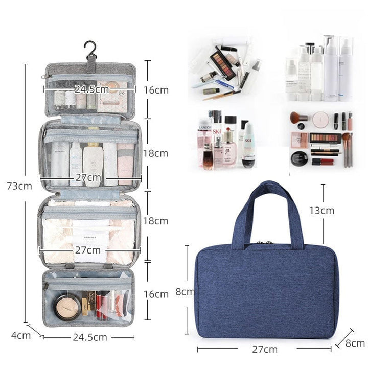 Draagbare SANDSBERGORIGINALS toilettas organizer, perfecte waterdichte reisaccessoire voor dames en heren, met ophanghaak.