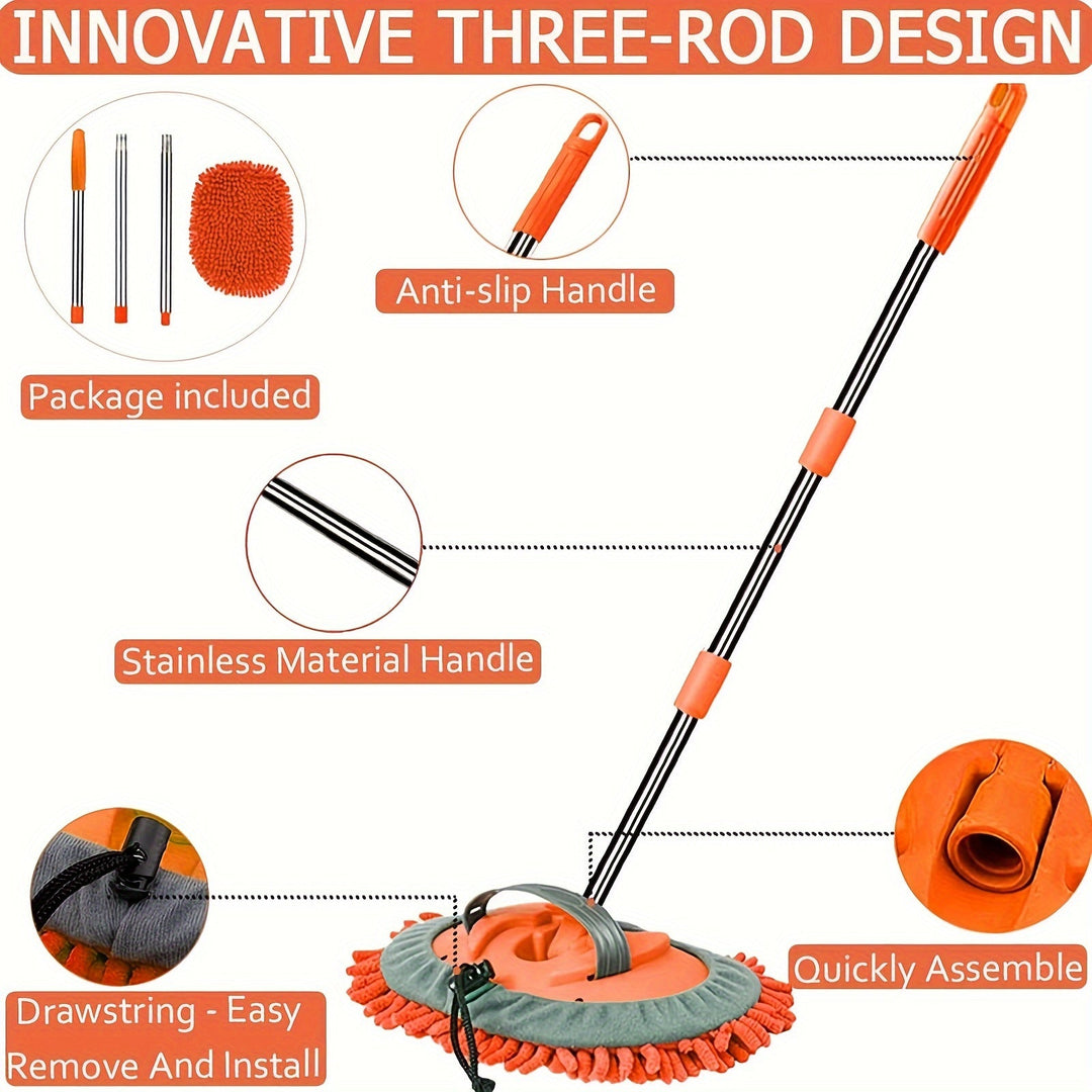 Ergonomisch lang handvat van de microvezel wasborstel, voor comfortabel auto poetsen en reinigen.