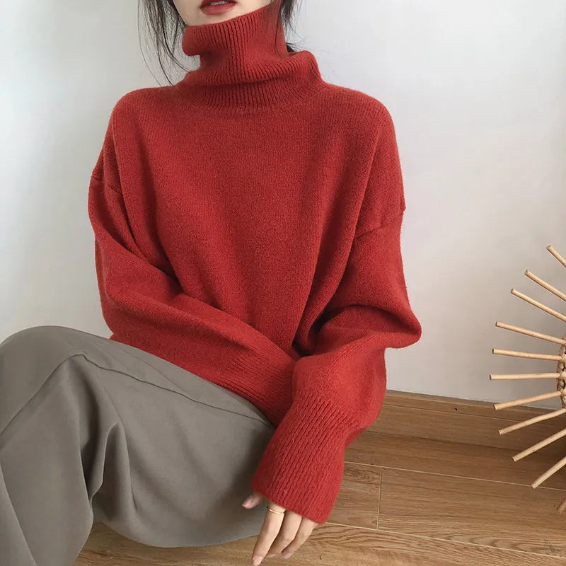 Elegante gewatteerde damestrui met hoge kraag, de Brielle coltrui voor een modieuze herfstlook.