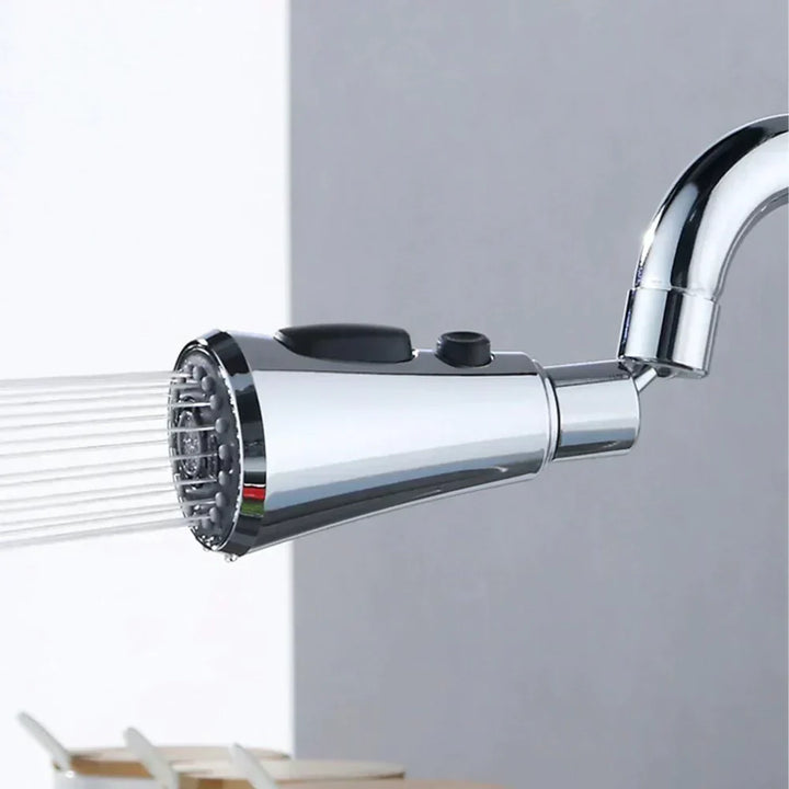 Draaibare AquaTwist kraanadapter van ABS/RVS, ideaal voor spoelbakken in de keuken en wastafels in de badkamer.
