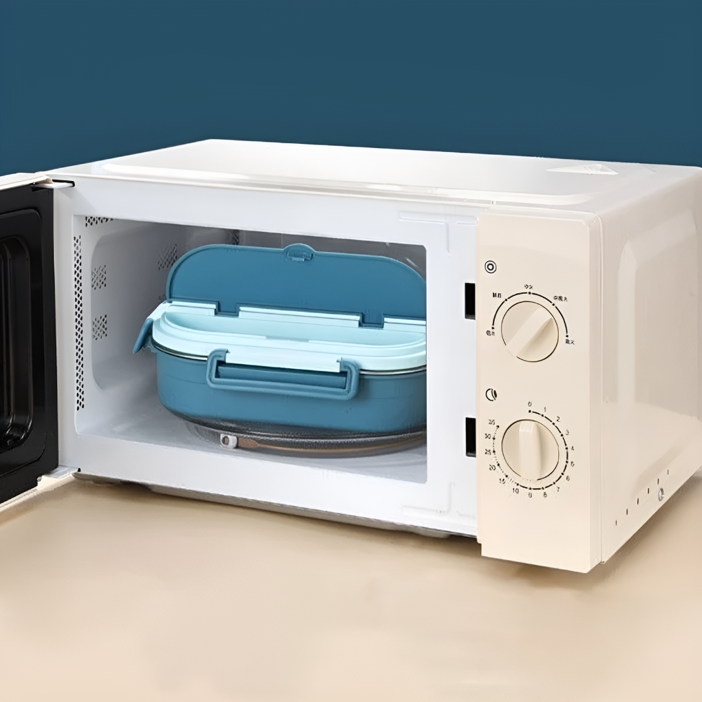 Compacte thermische lunchtrommel, RVS met isolatie, voor school, werk of picknick; lekvrij design.