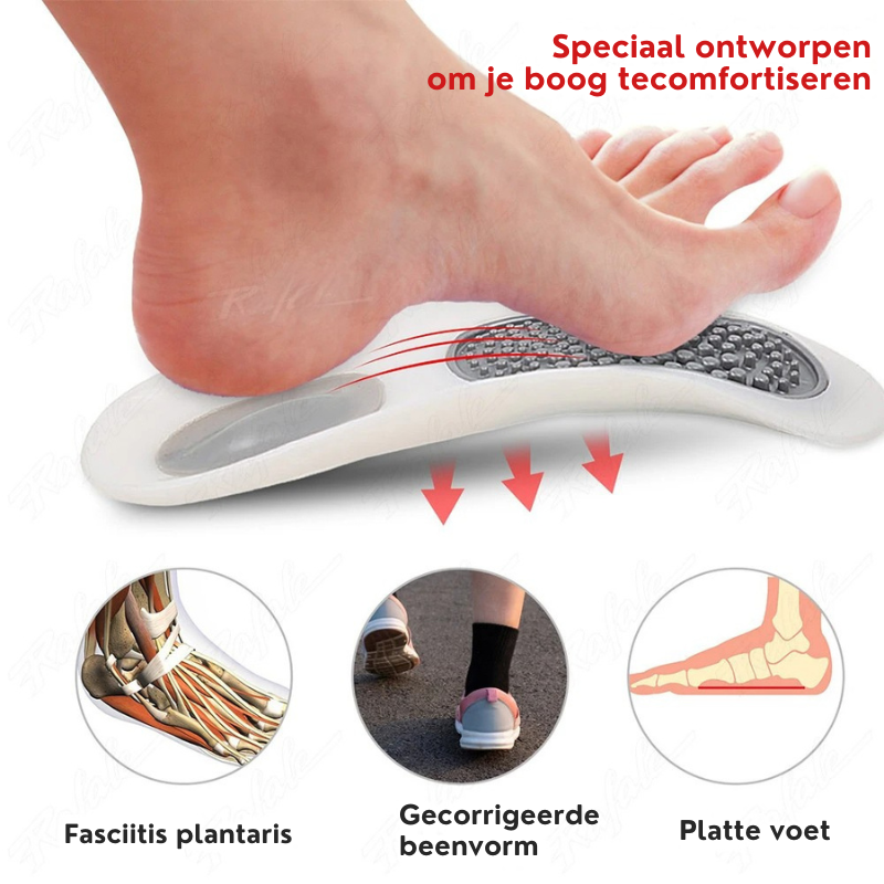 Voetcorrigerende inlegzolen tegen platvoeten en voetpijn, met schokabsorptie voor dagelijks, comfortabel gebruik.