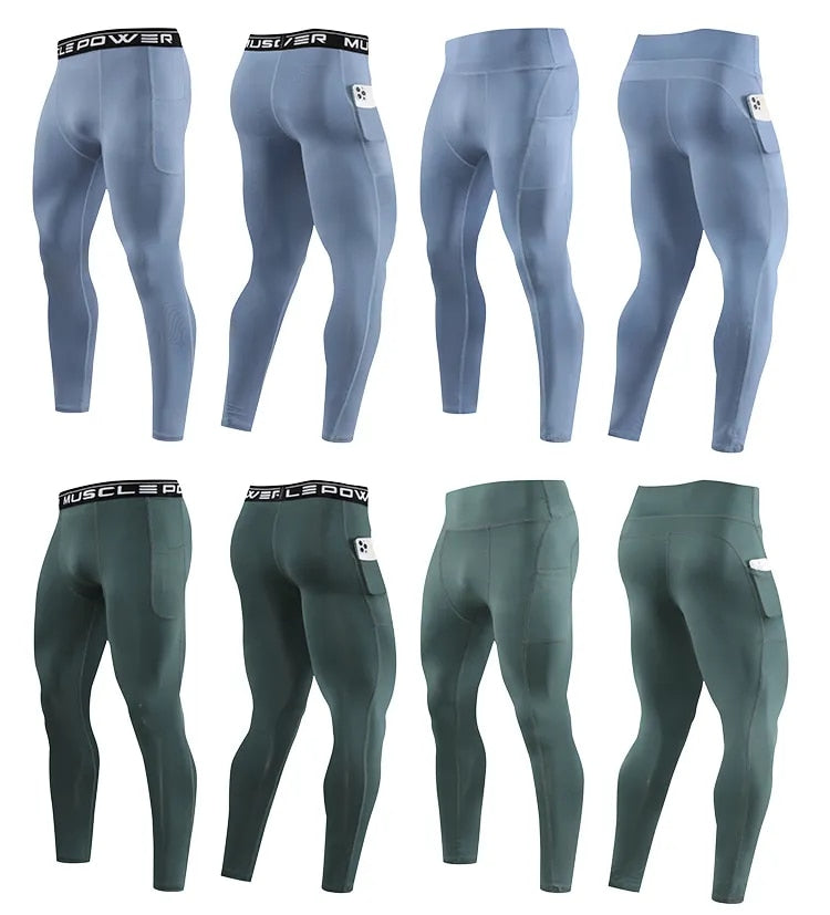Flexibele heren yoga legging, biedt bewegingsvrijheid en gerichte compressie.