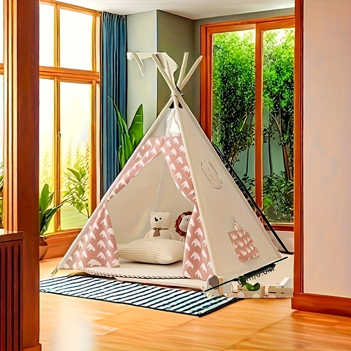 Comfortabele KiddieTipi tent. Nodigt uit tot fantasierijk spel en ontspanning, zowel binnen als buiten.