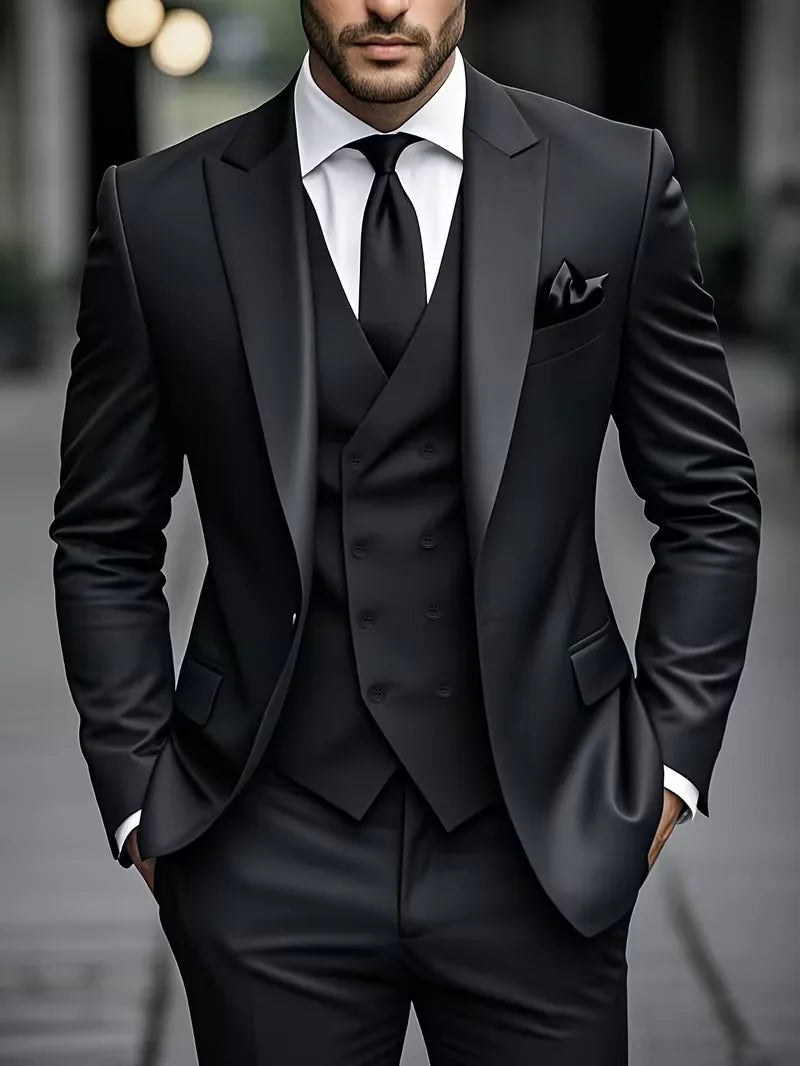 Slim fit heren kostuum, driedelig, perfect voor een zelfverzekerde en verzorgde uitstraling.