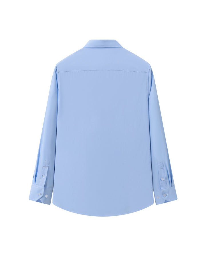 Comfortabele herenblouse regular fit in lichtblauw, ademend en duurzaam. Perfect voor een verzorgde look.