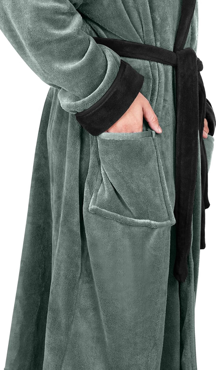Badjas Harry, heren fleece met capuchon, zacht en warm, perfect als huispak.