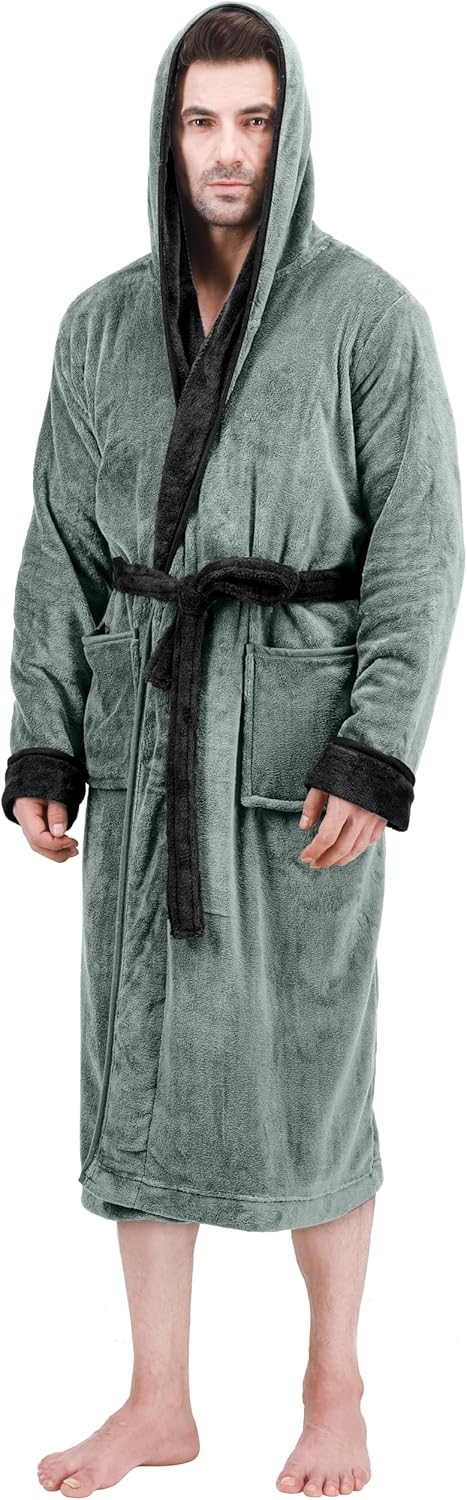 Stijlvolle heren badjas van fleece, Harry, met capuchon, voor ontspanning thuis.