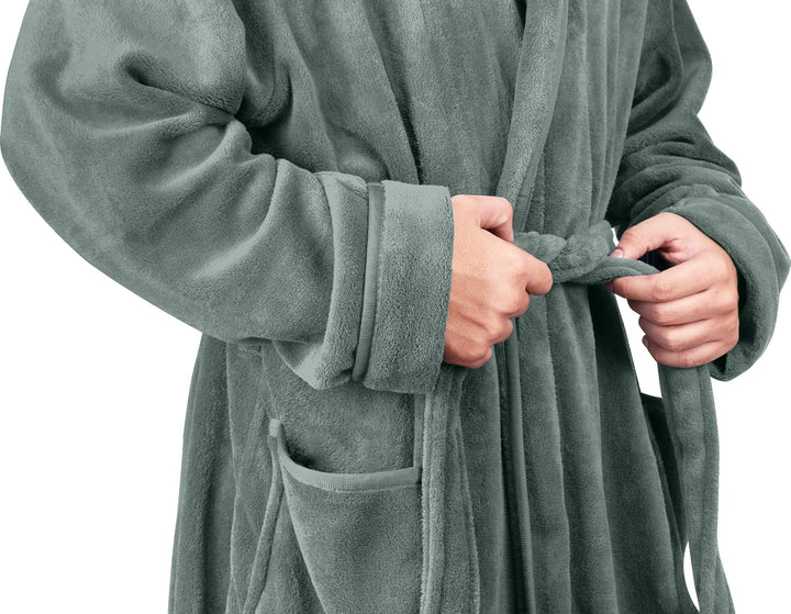 Fleece badjas Harry, heren, met capuchon, zacht, warm en ideaal voor loungewear.
