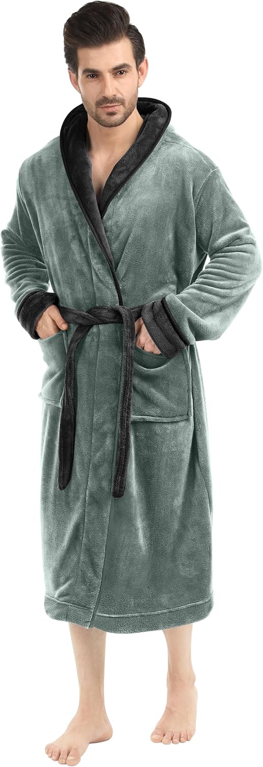 Hoogwaardige fleece heren badjas met capuchon, Harry, comfortabel en duurzaam.