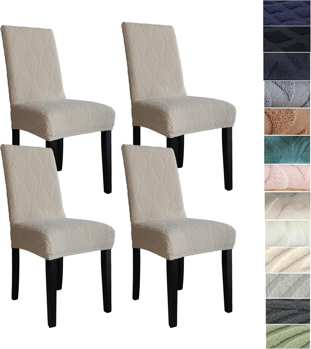 Set van elastische eetkamerhoezen, perfect voor een modern interieur.