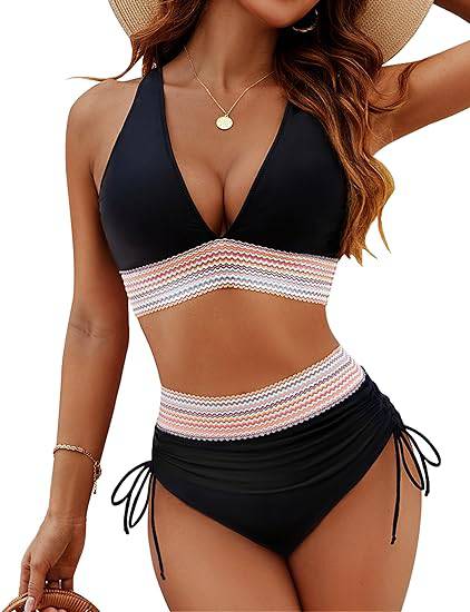 Zomer bikini dames, corrigerend met buikcontrole, kleurblokstijl voor een flatterend silhouet.