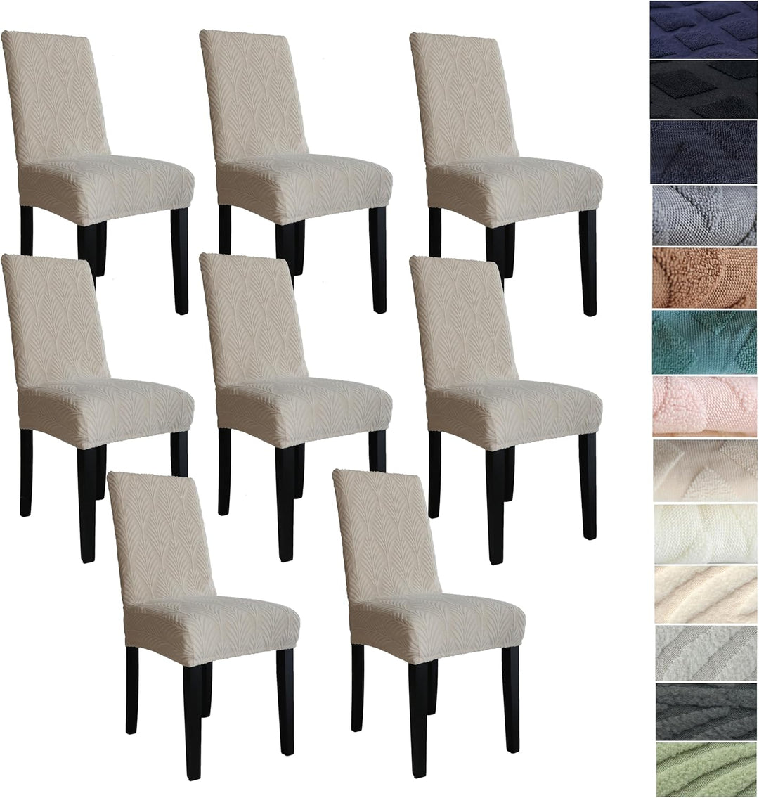Rekbare hoes set voor eetkamerstoelen, voegt elegantie en bescherming toe.