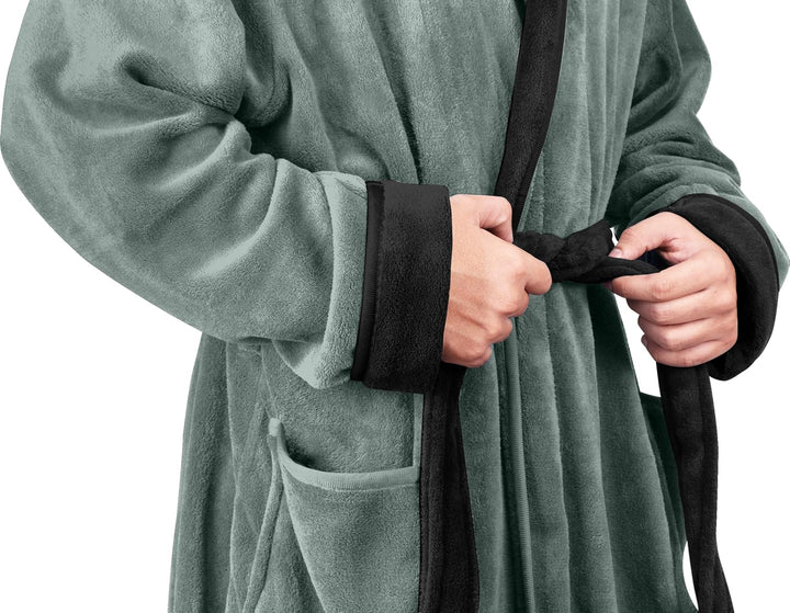 Winterse heren badjas van fleece, Harry, met capuchon, voor extra warmte.