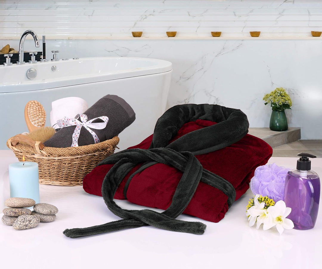 Luxe heren fleece badjas met capuchon, comfortabele loungewear voor de winter.
