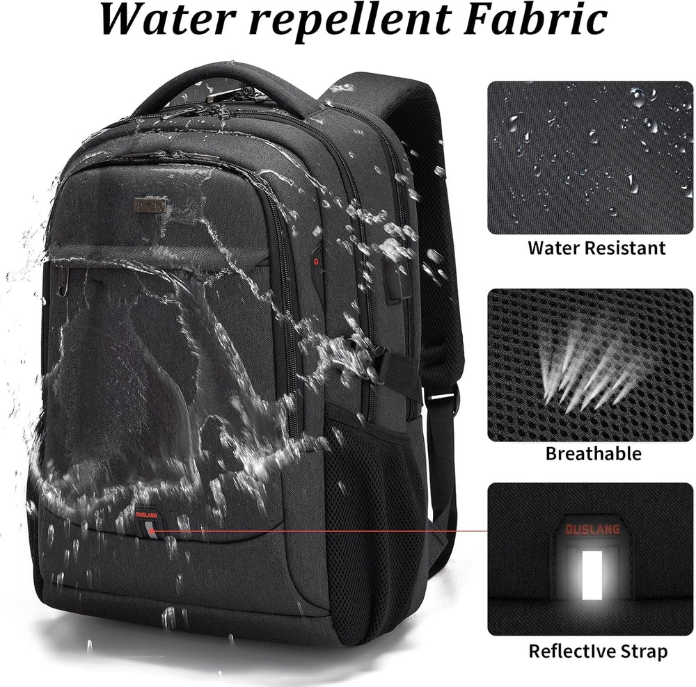 Praktische laptoprugzak met USB-poort en anti-diefstal voor dagelijks gebruik; waterbestendig.