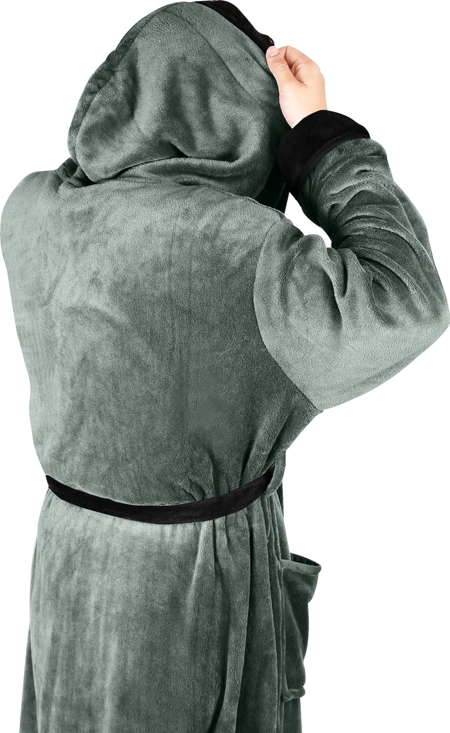 Heren badjas Harry, fleece met capuchon, zacht en warm, ideaal voor thuiswerken.
