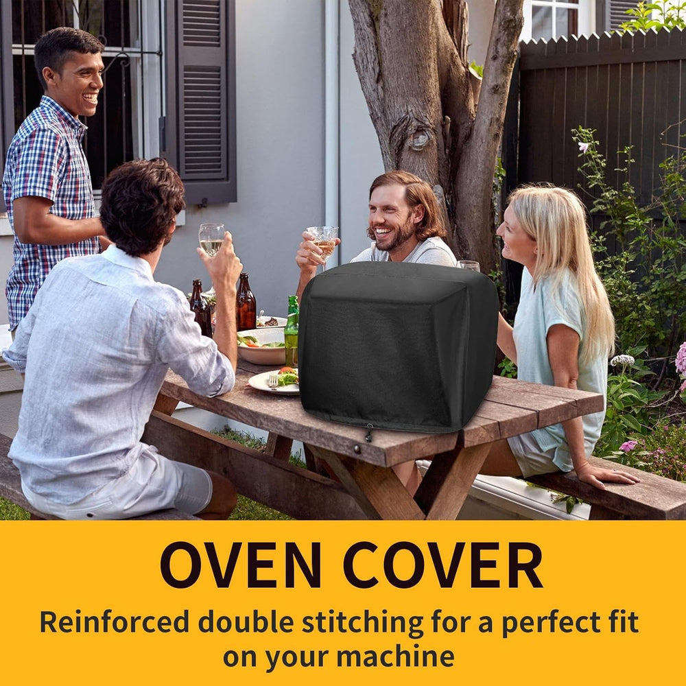 Robuuste waterdichte beschermhoes voor BBQ en pizzaoven, ideaal tegen regen, wind en UV-stralen in de tuin.