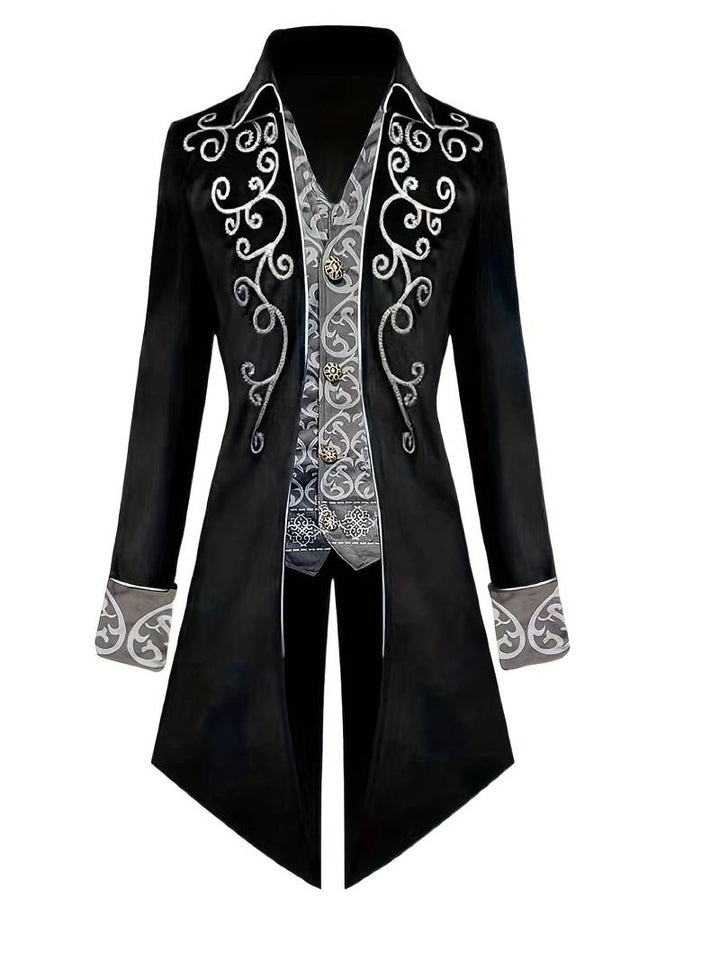 Halloween heren kostuum blazer, donker, met steampunk accenten, voor een indrukwekkende outfit.