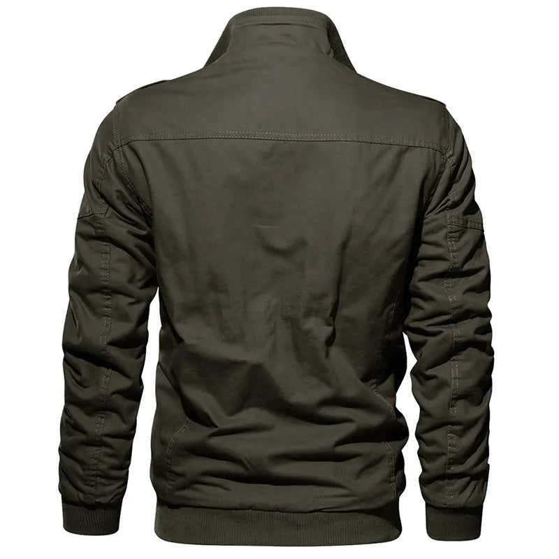 Khaki militaire jas voor heren, comfortabel en duurzaam voor elke dag.
