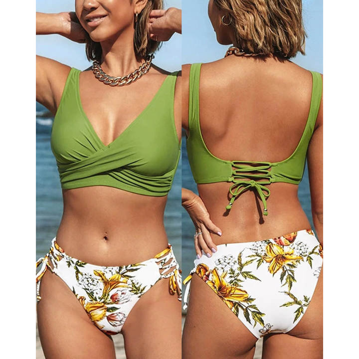 Trendy damesbikini set voor de zomer, ideaal voor badmode en strandplezier. Stijlvolle zwemkleding.