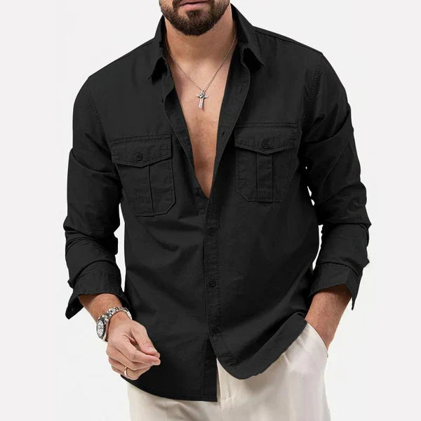 Praktisch heren overhemd Tobias, cargo stijl met reverskraag voor een veelzijdige look.
