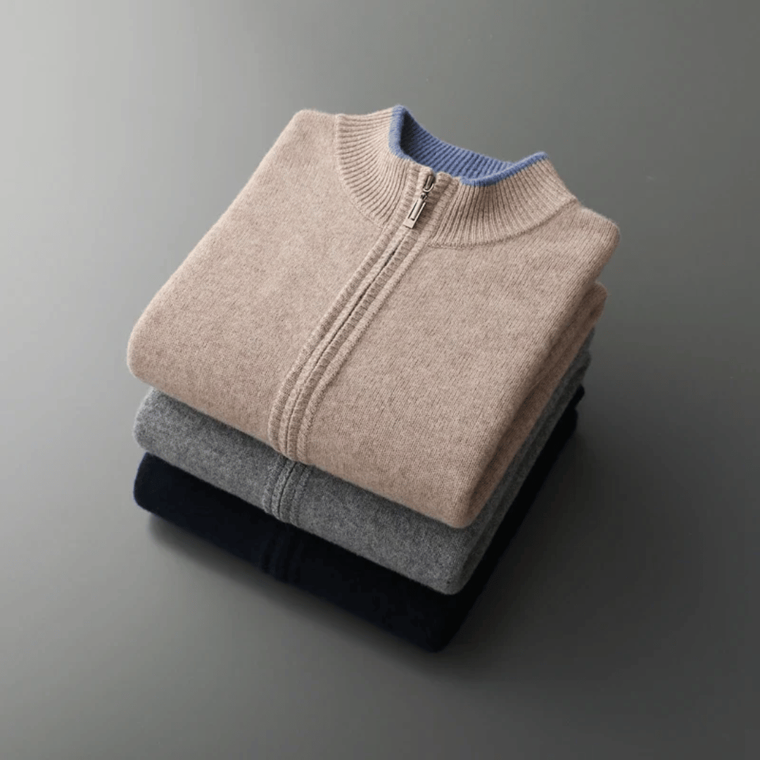 Laurent heren kasjmier zipjack, een luxe en comfortabel kledingstuk voor de moderne man.