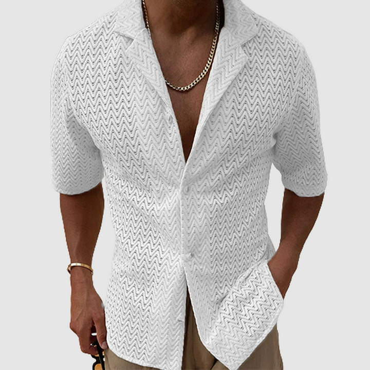 Casual herenoverhemd korte mouwen, modieus voor zomer, vakantie en strand. Fris en comfortabel.