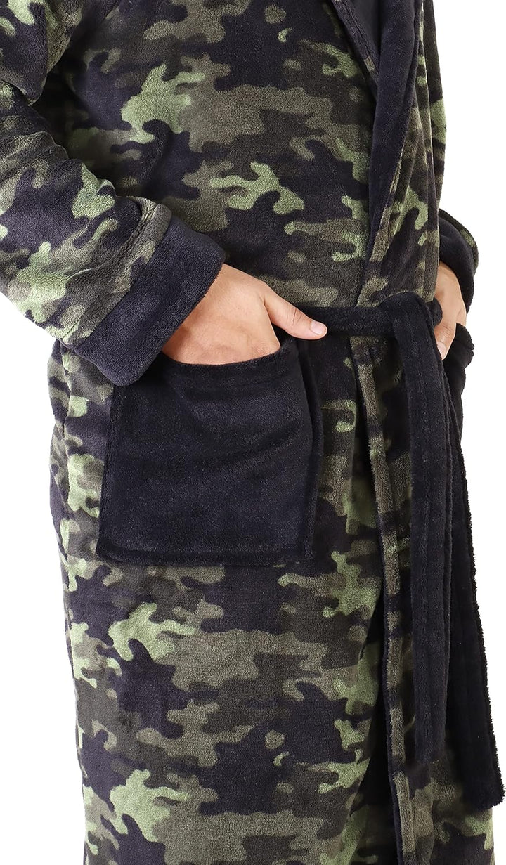 Warme fleece heren badjas met capuchon, Harry, ideaal voor een relaxte avond.