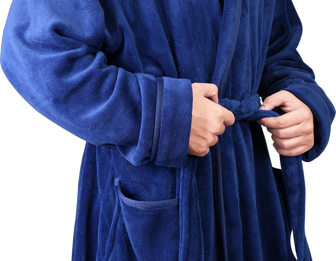 Heren badjas Harry, fleece met capuchon, perfect voor koude winteravonden.