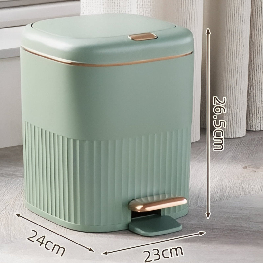 Groene design pedaalemmer (15L) met elegant, modern design. Geschikt voor hygiënische afvalverwerking thuis of op kantoor.