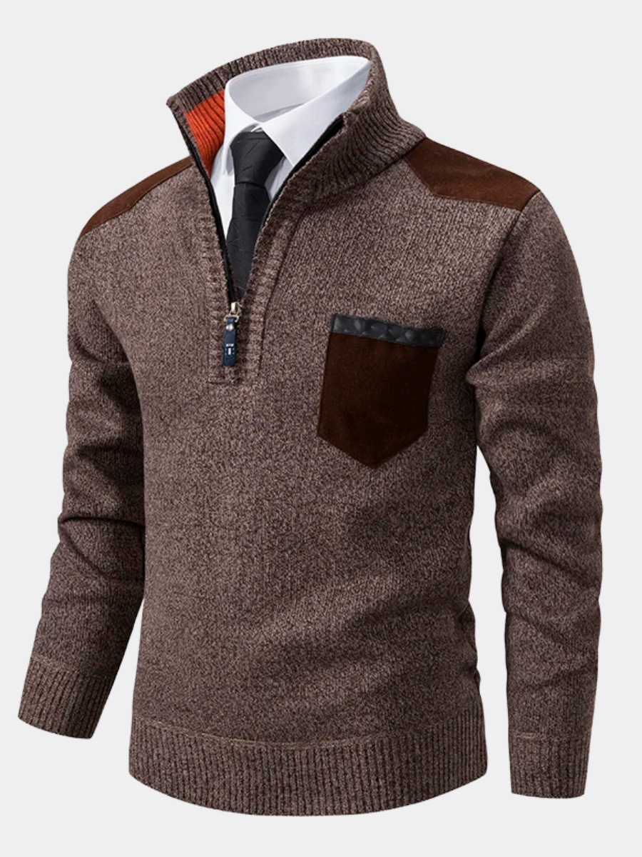 Heren half zip trui in neutrale kleur, veelzijdig en stijlvol, ideaal voor elke gelegenheid.
