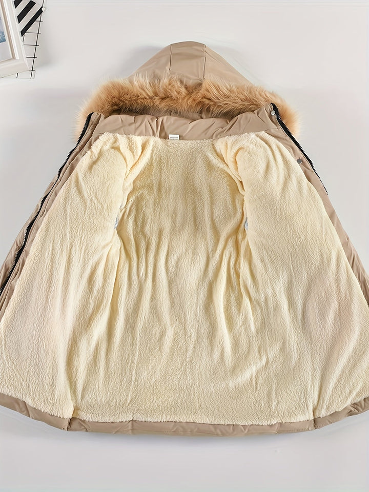 Comfortabele meisjes winterjas, gewatteerd met zachte capuchon. Houdt je kind warm en droog.