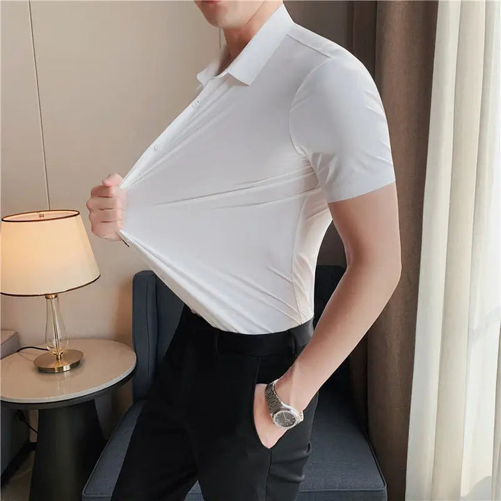 Elegant heren overhemd, niet-strijken en rekbaar; voor een moeiteloos chique en verzorgde professionele look.