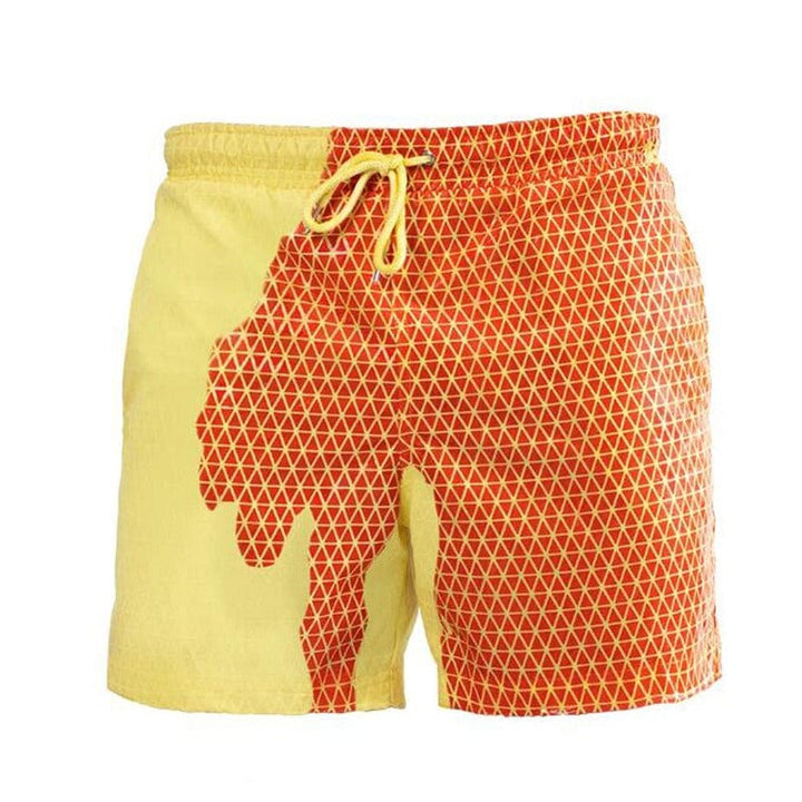 Droge heren zwemshorts, klaar om van kleur te veranderen; unieke en modieuze strandkleding.