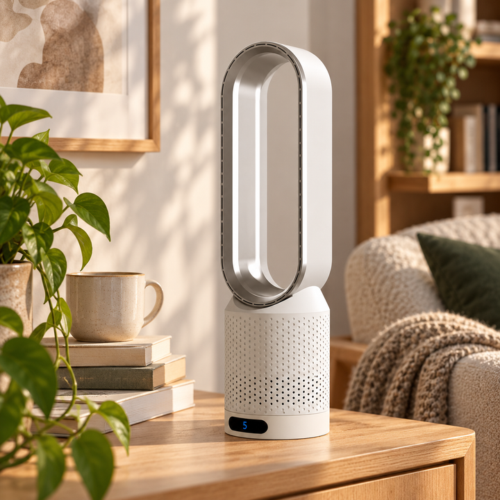 Universele ultrastille bladloze torenventilator; krachtige, stille koeling voor huis of kantoor.