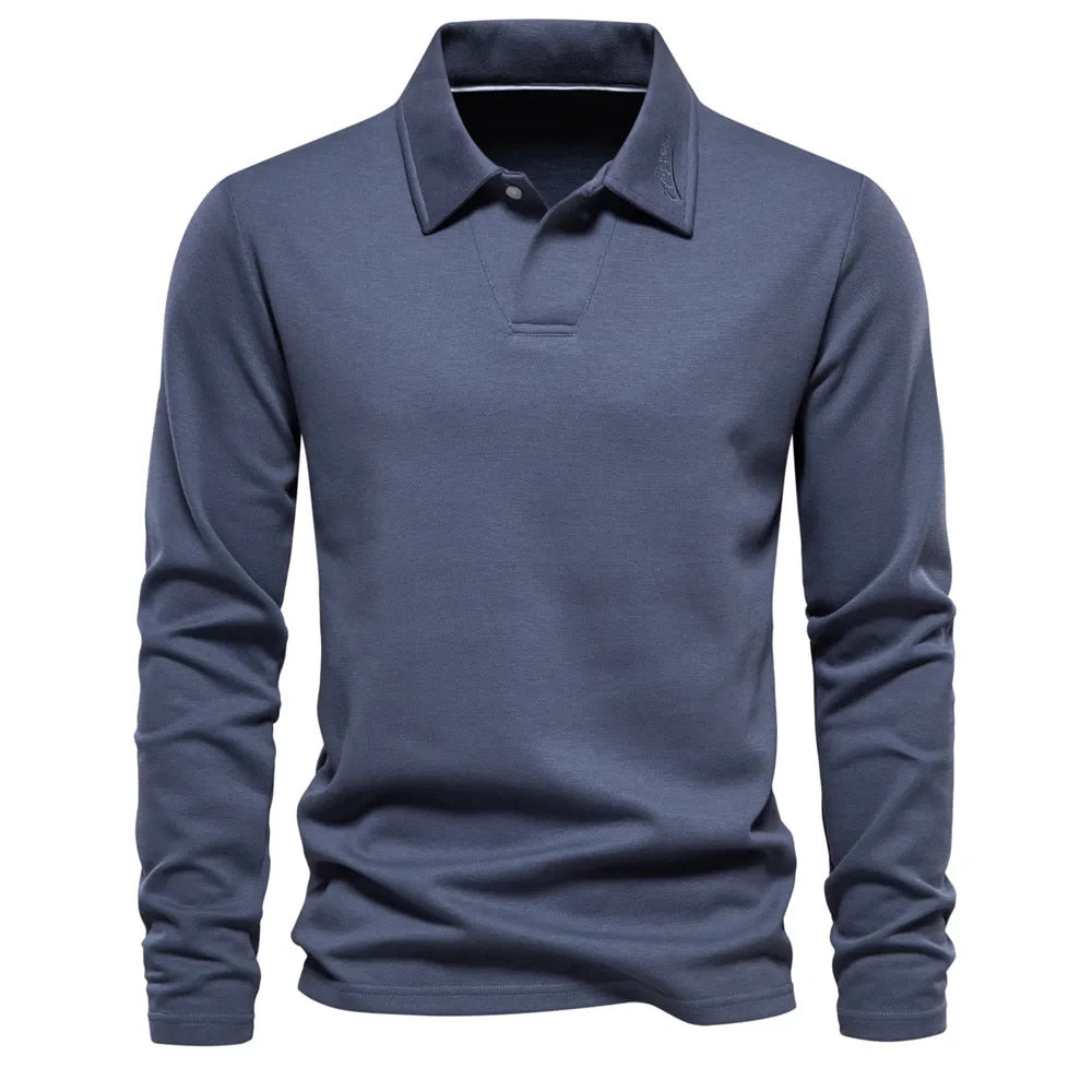 Heren casual polotrui met lange mouwen; comfortabel en stijlvol voor dagelijks gebruik.