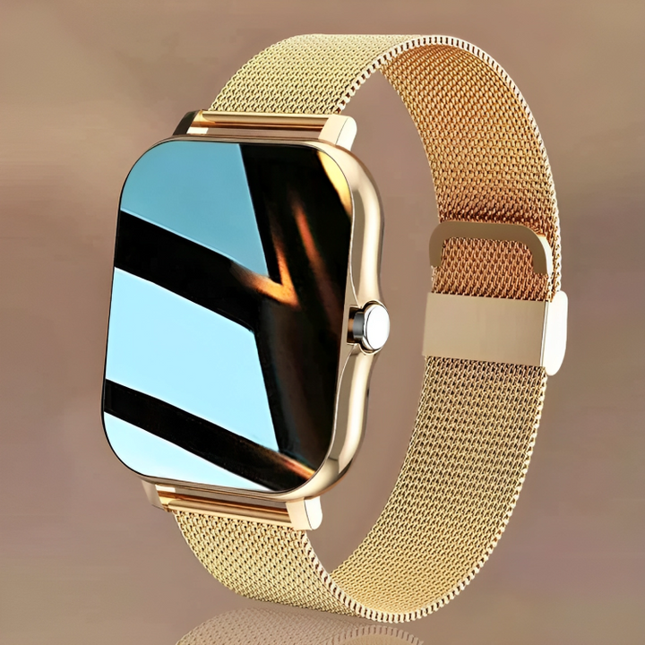 Dames/heren smartwatch met fitness tracker en bluetooth belfunctie. Meet hartslag, stappen en slaap, waterdicht design.