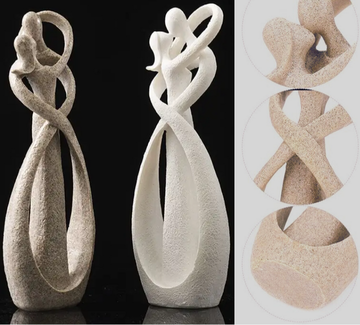 Modern abstract kunstbeeldje van liefde, ideaal voor sfeervolle interieurdecoratie of als jubileumgeschenk.