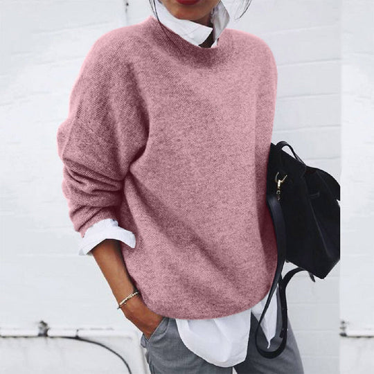 Dames basic wollen trui, warm & comfortabel voor herfst & winter. Stijlvolle damesmode, nieuw in collectie.