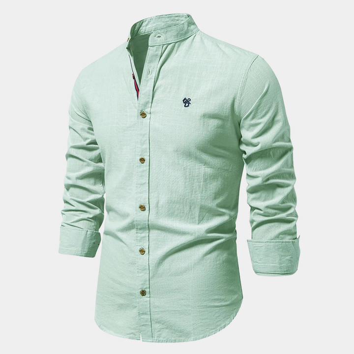 Hoymans heren overhemd met lange mouwen, netjes gevouwen. Stijlvol en klaar voor elke zomerse casual gelegenheid.